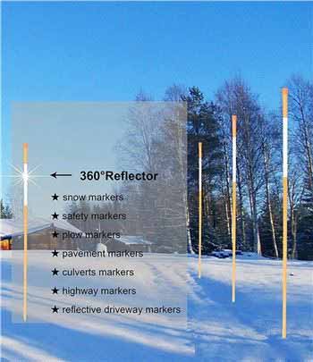 Indicatore di neve riflettente in fibra di vetro